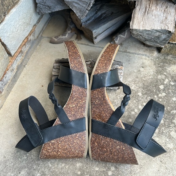 Blowfish Malibu Hydra black strappy sandals w/cork wedge heel Sz-9. Q - Picture 11 of 16